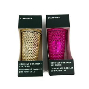 Starbucks Ornament Keychains Holiday 2022 Pink (Sangria) & Gold